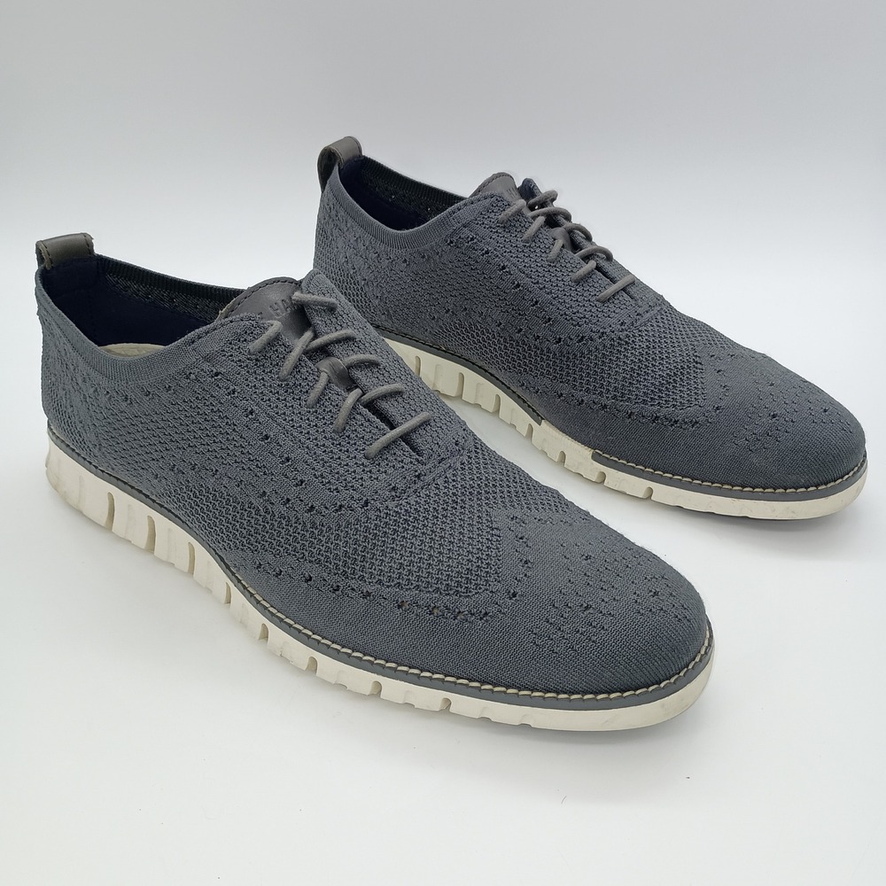 Cole Haan Zerogrand Stitchlite Wingtip Oxford Grey Knit Shoes C30562 Mens 11M